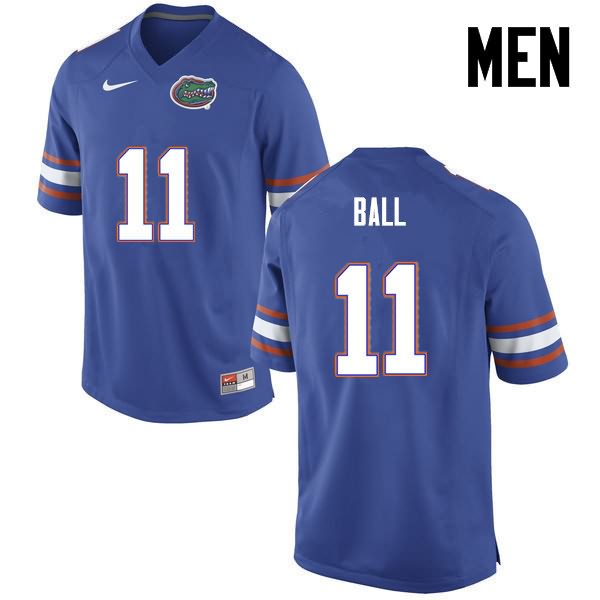 Men's NCAA Florida Gators Neiron Ball #11 Stitched Authentic Nike Blue College Football Jersey TRX2565BY